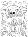 Halloween coloring page, Adult coloring page, Halloween activity Royalty Free Stock Photo