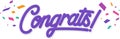 Congrats lettering text, with colorful confetti Royalty Free Stock Photo
