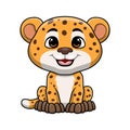 Cute leopard cartoon on white background Royalty Free Stock Photo