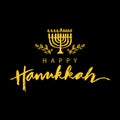 Happy Hanukkah. Hand drawn lettering.