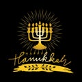 Happy Hanukkah. Hand drawn lettering.