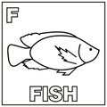 Coloring book for children. Alphabet f fish. Vector illustration. Children coloring page Royalty Free Stock Photo