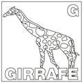 Coloring book for children: Alphabet G giraffe. Vector illustration. Children\'s coloring page Royalty Free Stock Photo