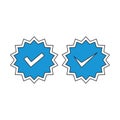 Set of vector badges and labels with check mark icons. Approved and certified icon. Check mark symbol. verified blue check logo