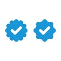 Set of vector badges and labels with check mark icons. Approved and certified icon. Check mark symbol. verified blue check logo