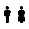 Man and woman icon. Male and female sign. Gent and ladies. Boys and girl. Silhouette icon style. Full black icon design.