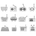 collection of minimal radio icon. line, simple, and sketch style Royalty Free Stock Photo
