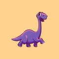 Isolated Cute Dinosaurs Brontosaurs for Sticker Royalty Free Stock Photo