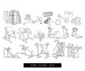 Gym Icons Set Royalty Free Stock Photo