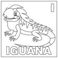 Coloring book for children. Alphabet i for iguana. Vector illustration. Children coloring page with a picture of an iguana Royalty Free Stock Photo