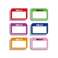 9 template illustrations set of colorful labels name stickers with blank text. Sticker marking