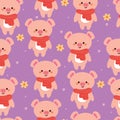 seamless pattern cartoon pig wearing scarf