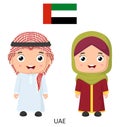 Cute United Arab Emirates boy and girl in national clothes