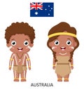 Cute Australia boy and girl in national clothes