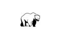 vector illustration of walking bear smiling black and white isolated