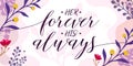 Romantic Love Quote Her Forever His Always vector Natural Background