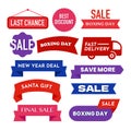 Sale tags for marketing and promotion campaign, winter discount sticker, special offer icons, payday badge, boxing day