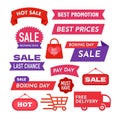 Sale tags for marketing and promotion campaign, discount sticker, special offer icons, payday badge, boxing day