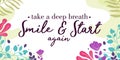 Life Faith Quote Smile and Start Again vector Natural Background Royalty Free Stock Photo