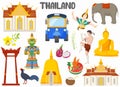 Set of Thailand famous landmarks
