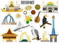 Set of Brunei famous landmarks