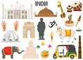 Set of India famous landmarks