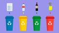 Recycling bin icon set. Flat vector illustration of recycling bin Royalty Free Stock Photo