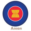 Asean Flag Round Shape Vector