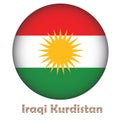 Iraqi Kurdistan Flag Round Shape Vector