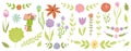 isolated vector easter floral elements, easter borders, spring flowers, floral frames, childish spring cartoon clipart greeting ca