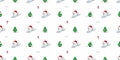 bear polar seamless pattern Christmas Santa Claus hat snowboard vector snowflake pet doodle cartoon extreme sport Royalty Free Stock Photo