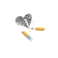 Vector graphit pencil broken drawing broken heart. Love, relationship. Great element for your design