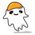 Halloween character cute smiling ghost of fried egg