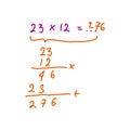 Mathematics vector illustration with hand drawn numbers and mathematical formulas. Vector set of hand drawn Royalty Free Stock Photo