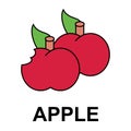 Apple fruit icon. Flat illustration of Apple fruit icon for web design. Fruit introduction worksheet for school children