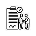 Black line icon for Agreement, contract and handshake
