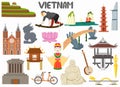 Set of Vietnam famous landmarks