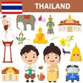 Set of Thailand famous landmarks