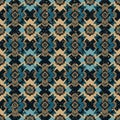 Ikat geometric ornament with diamonds. Ikkat. Seamless pattern. Aztec style. Tribal ethnic vector texture.