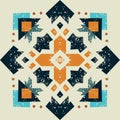 Ikat geometric ornament with diamonds. Ikkat. Seamless pattern. Aztec style. Tribal ethnic vector texture.