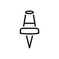Black line icon for Pin, pinned and nail