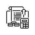 Black line icon for Financial, accounting and bank statement