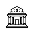 Black line icon for Bank, courthouse and investment