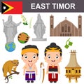 Set of East Timor famous landmarks