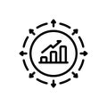 Black line icon for Expansion, statistics and analysis