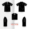 T-shirt 3d realistic mock up, male black t-shirt vector template front back view. Royalty Free Stock Photo