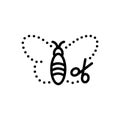 Black line icon for Cut out, fauna and wing