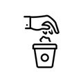 Black line icon for Throw, throw away and dustbin