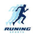 Running club labels with sample text. Running icons for sport tournaments, organizations and marathons. Running man Royalty Free Stock Photo