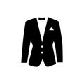 Suit icon isolated on white background Man suit icon isolated background with bow and tie. Fashion black business Royalty Free Stock Photo